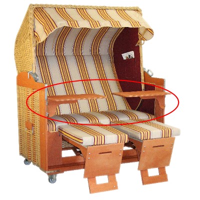 Es können maximal zwei schwenkbare Bistrotische pro Strandkorb verbaut werden.  Ein Bistrotisch hat eine Größe von ca. 48 x 29 cm.