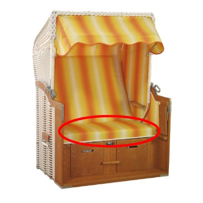 Die Sitzfläche des Strandkorbes ist mit einem Schaumstoff in 8cm Stärke gepolstert anstatt der regulären 4cm.