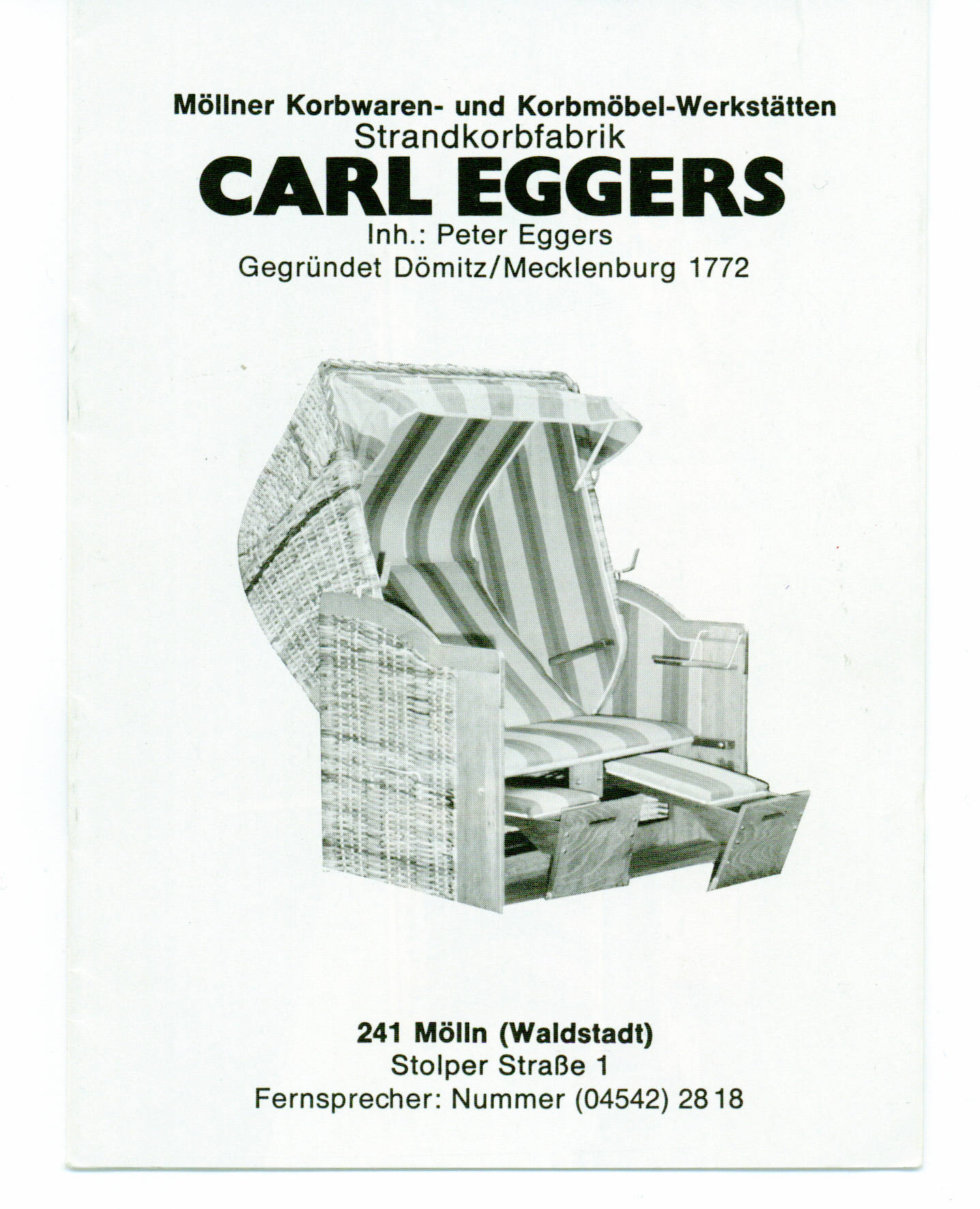 Eggers-3nBNrNO1mz6olt Fyler „Möllner Korbwaren- und Korbmöbel-Werkstätten Strandkorbfabrik Eggers“